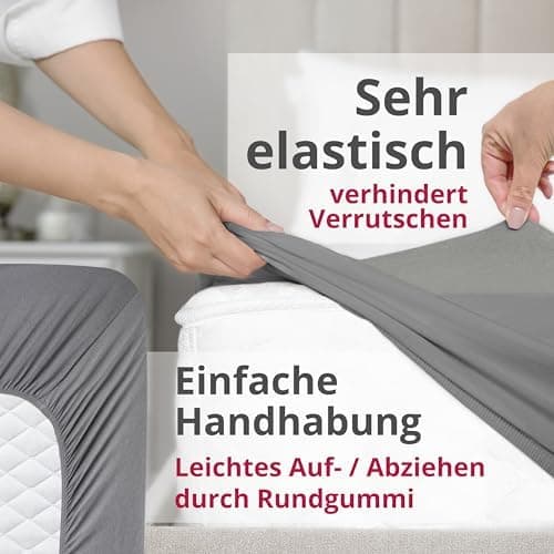 Greenline Spannbettlaken Premium Jersey – 100% Baumwolle, Champagner, 180–200x200 cm, bis 30 cm (auch für Boxspringbette