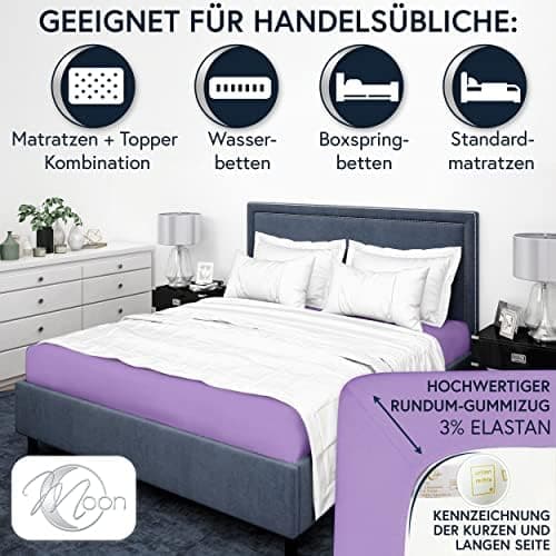 MOON-Luxury Spannbettlaken/Spannbetttuch Jersey-Stretch 230 g/m² OEKO-TEX – anthrazit, 90×200–100×220