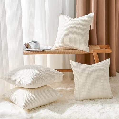 Topfinel Kissenbezüge 40x40 cm 4er-Set Rosa – Cord-Optik, flauschig, GRS‑zertifiziert