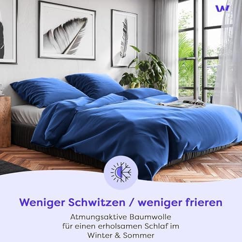 Wolkenfeld Baumwolle-Bettwäsche 135x200 mit Kissenbezug 80x80 – Atmungsaktiv, Hautfreundlich & Pflegeleicht – Hellgrau