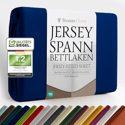 Jersey-Spannbettlaken / Spannbetttuch – 100% Baumwolle, 180x200–200x200 cm