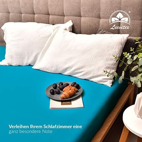 leevitex® Spannbettlaken 180x200–200x200 cm | 100% Jersey-Baumwolle | für Matratzen bis 25 cm