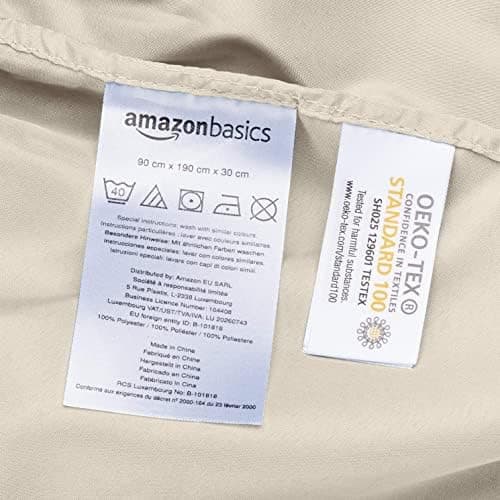 Amazon Basics Spannbettlaken – Mikrofaser Spannbetttuch 150 x 200 x 30 cm (für Matratzen bis 30 cm)