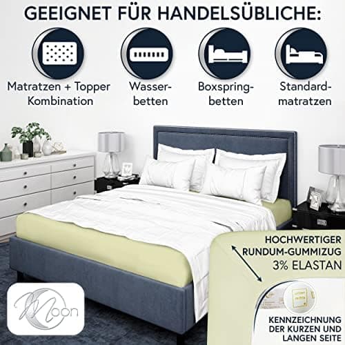 MOON-Luxury Spannbettlaken/Spannbetttuch Jersey-Stretch 230 g/m² OEKO-TEX – anthrazit, 90×200–100×220