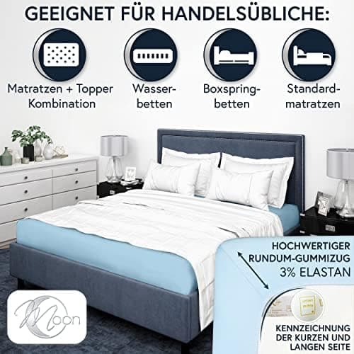 MOON-Luxury Spannbettlaken/Spannbetttuch Jersey-Stretch 230 g/m² OEKO-TEX – anthrazit, 90×200–100×220