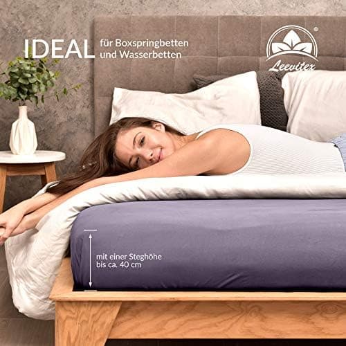 Premium Spannbettlaken – 97% Mako-Jersey-Baumwolle, 3% Elasthan | Boxspringbett-geeignet 90×200–100×220 cm