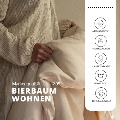 Bierbaum Fein-Biber Bettwäsche – 100% Baumwolle, 135x200 + 80x80 cm