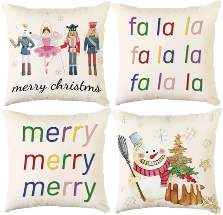 Aitsite 4er-Pack Weihnachts-Kissenbezüge 45 x 45 cm – Winterliche Dekoration für Sofa & Wohnzimmer