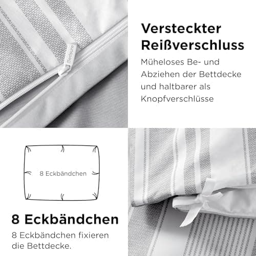BEDSURE Bettwäsche-Set 135x200 (4-teilig) – Wendebettwäsche OEKO-TEX STANDARD 100 mit Reißverschluss, 2×80x80 Kissenbezü