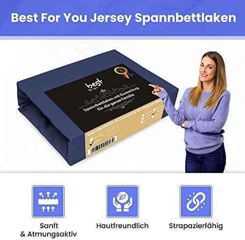 Spannbettlaken 100% Baumwolle Jersey – 140×200 (Marineblau) | 22 Farben, 9 Größen
