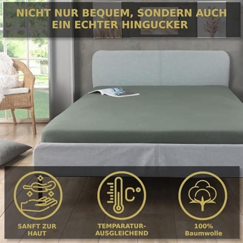 MALIKA® Spannbettlaken 120x200 cm – Jersey-Baumwolle Spannbetttuch, passend für Matratzen bis 28 cm