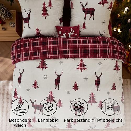 BEDSURE Bettwäsche-Set 135x200 (4-teilig) – Wendebettwäsche OEKO-TEX STANDARD 100 mit Reißverschluss, 2×80x80 Kissenbezü