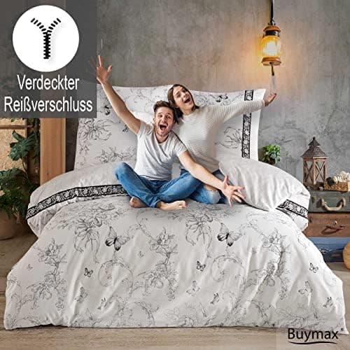 Buymax® Bettwäsche 200x200 3‑teilig (inkl. 2 x 80x80) – 100% Baumwolle Renforcé, OEKO‑TEX STANDARD 100