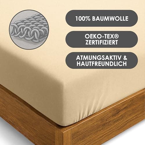 Jersey-Spannbettlaken / Spannbetttuch – 100% Baumwolle, 180x200–200x200 cm