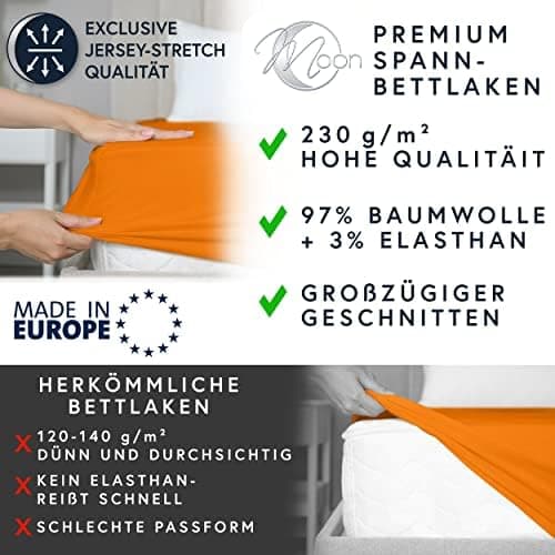 MOON-Luxury Spannbettlaken/Spannbetttuch Jersey-Stretch 230 g/m² OEKO-TEX – anthrazit, 90×200–100×220