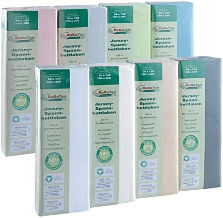 BaSaTex Bio-Jersey Spannbettlaken 120x200 cm – 100% Bio-Baumwolle, GOTS-zertifiziert – Taupe