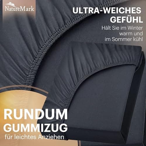 NatureMark Jersey-Spannbettlaken 2er-Pack – 100% Baumwolle, 90 x 200–100 x 200 cm, Creme/Natur