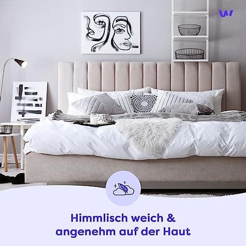 Wolkenfeld Baumwolle-Bettwäsche 135x200 mit Kissenbezug 80x80 – Atmungsaktiv, Hautfreundlich & Pflegeleicht – Hellgrau