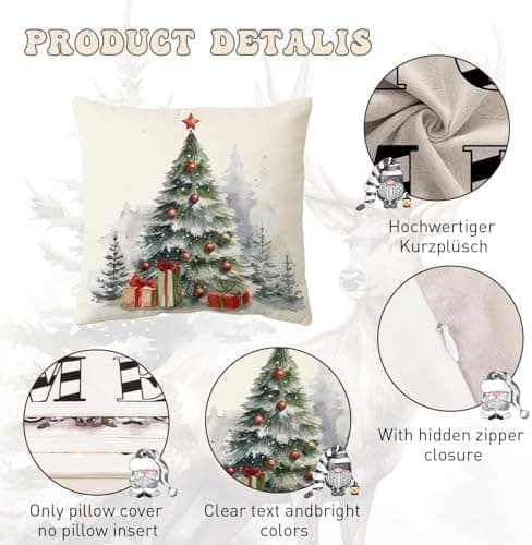Aitsite 4er-Pack Weihnachts-Kissenbezüge 45 x 45 cm – Winterliche Dekoration für Sofa & Wohnzimmer
