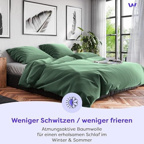 Wolkenfeld Baumwolle-Bettwäsche 135x200 mit Kissenbezug 80x80 – Atmungsaktiv, Hautfreundlich & Pflegeleicht – Hellgrau