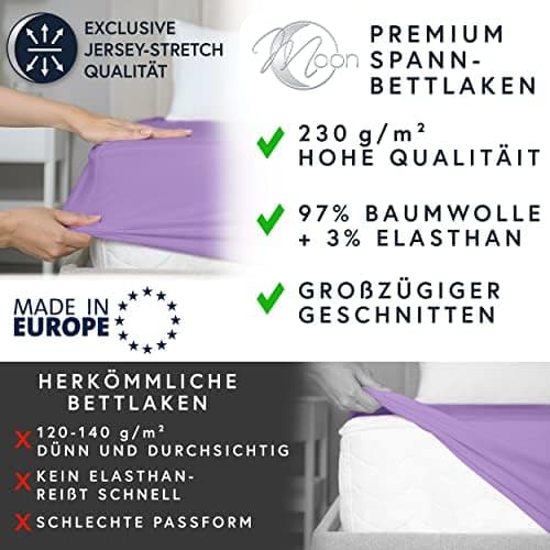 MOON-Luxury Spannbettlaken/Spannbetttuch Jersey-Stretch 230 g/m² OEKO-TEX – anthrazit, 90×200–100×220