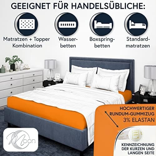 MOON-Luxury Spannbettlaken/Spannbetttuch Jersey-Stretch 230 g/m² OEKO-TEX – anthrazit, 90×200–100×220