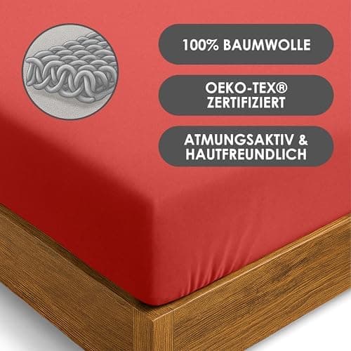 Jersey-Spannbettlaken / Spannbetttuch – 100% Baumwolle, 180x200–200x200 cm