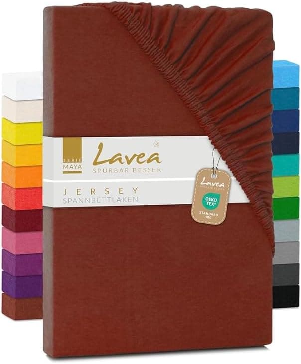 Lavea Spannbettlaken 120x200 cm – atmungsaktives Baumwoll‑Jersey, passend für Matratzen bis 20 cm (Mittelgrau)