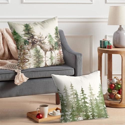 Aitsite 4er-Pack Weihnachts-Kissenbezüge 45 x 45 cm – Winterliche Dekoration für Sofa & Wohnzimmer