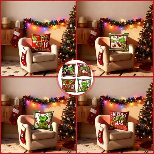 4er Set Kissenbezüge Weihnachten 40×80 cm – festliche Kissenhüllen für Sofa & Wohnzimmer
