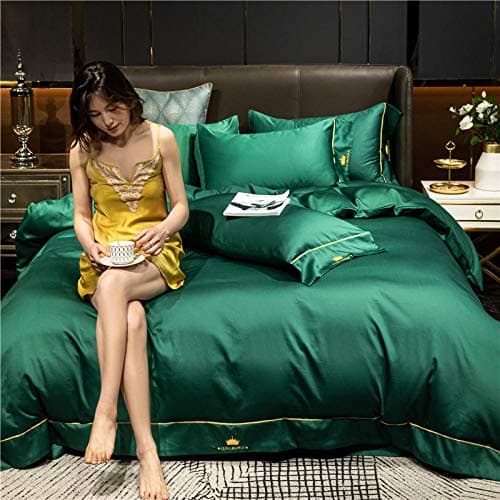 Bettwäsche 4‑teilig – Nordic Light Luxury, 60er langstapelige Reine Baumwolle, Helles Steinblau