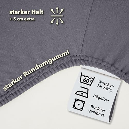 STUDIO Spannbettlaken Jersey – 97 % Baumwolle / 3 % Elastan – 120×200 / 120×220 / 130×200 / 130×220 cm, passend für Matr