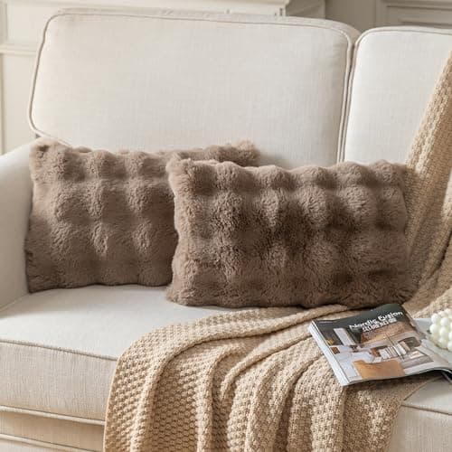 2er‑Set Samt‑Plüsch Kissenbezüge 45x45 cm – Luxus weiche Zierkissenhüllen, Cremeweiß