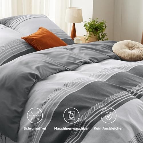 BEDSURE Bettwäsche-Set 135x200 (4-teilig) – Wendebettwäsche OEKO-TEX STANDARD 100 mit Reißverschluss, 2×80x80 Kissenbezü