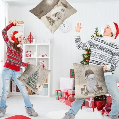 Aitsite 4er-Pack Weihnachts-Kissenbezüge 45 x 45 cm – Winterliche Dekoration für Sofa & Wohnzimmer