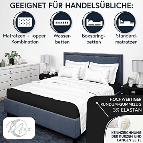 MOON-Luxury Spannbettlaken/Spannbetttuch Jersey-Stretch 230 g/m² OEKO-TEX – anthrazit, 90×200–100×220