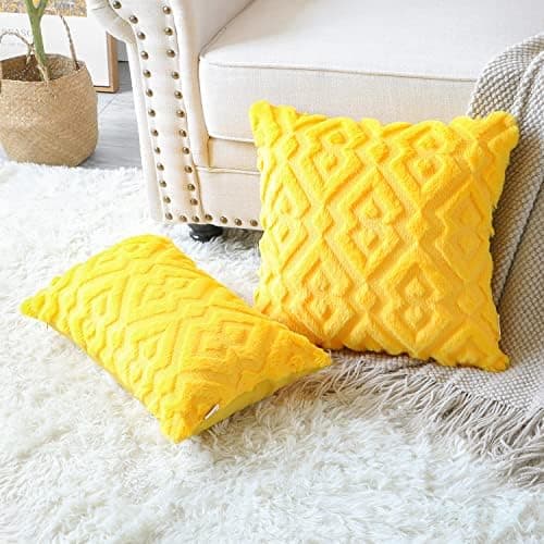 Artscope 2er-Set Kissenbezüge (40x40 cm) – weicher Kurzplüsch Wollsamt, Schneeflocke Creme Beige