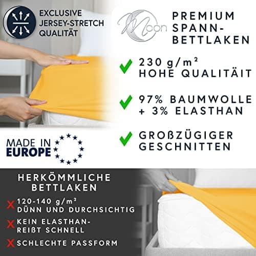MOON-Luxury Spannbettlaken/Spannbetttuch Jersey-Stretch 230 g/m² OEKO-TEX – anthrazit, 90×200–100×220