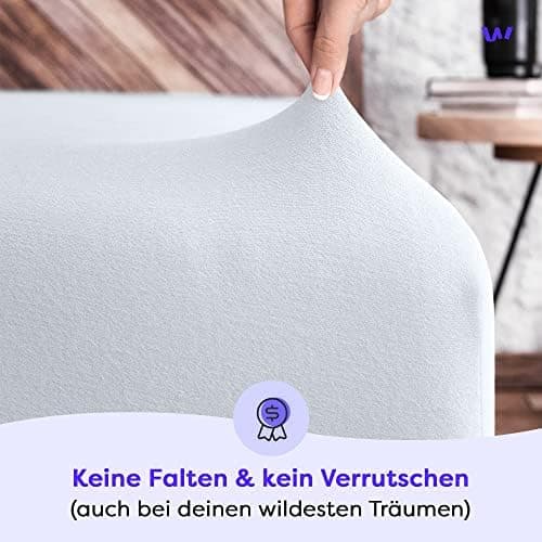 Wolkenfeld Spannbettlaken 180x200–200x220 cm | Premium Jersey-Baumwolle mit 5% Lycra | Für Matratzen bis 40 cm – Anthraz