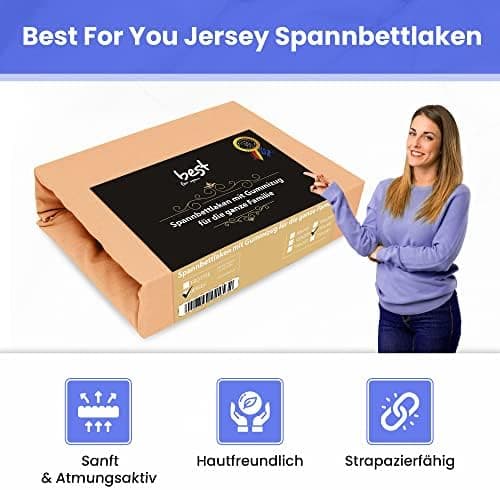 Spannbettlaken 100% Baumwolle (Jersey) – 180 x 200 cm, Lachs