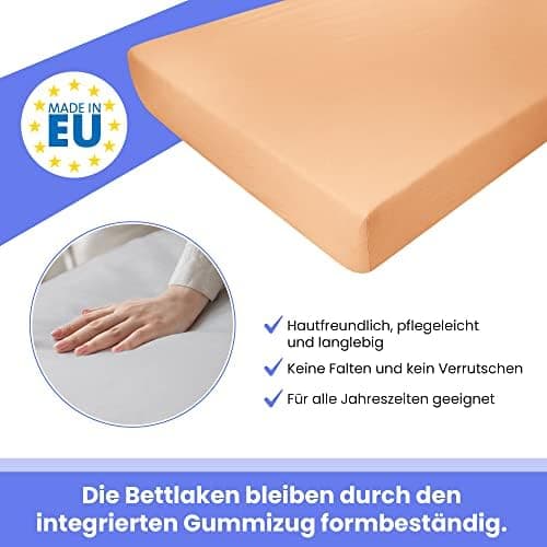 Spannbettlaken 100% Baumwolle (Jersey) – 180 x 200 cm, Lachs
