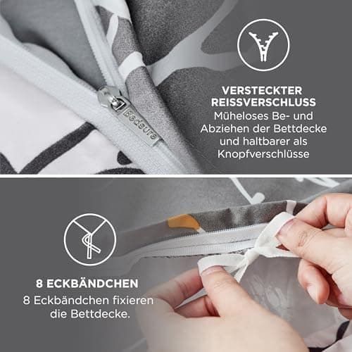 BEDSURE Bettwäsche-Set 135x200 (4-teilig) – Wendebettwäsche OEKO-TEX STANDARD 100 mit Reißverschluss, 2×80x80 Kissenbezü