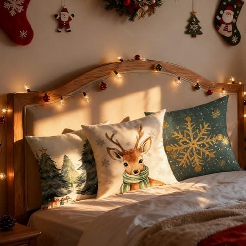 4er Set Kissenbezüge Weihnachten 40×80 cm – festliche Kissenhüllen für Sofa & Wohnzimmer