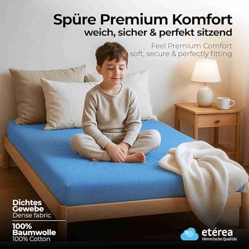 etérea Jersey-Spannbettlaken 80x200 cm Weiß – 100% Baumwolle, OEKO-TEX MADE IN GREEN & STANDARD 100