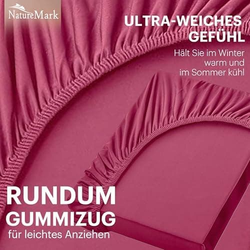NatureMark Jersey-Spannbettlaken 2er-Pack – 100% Baumwolle, 90 x 200–100 x 200 cm, Creme/Natur