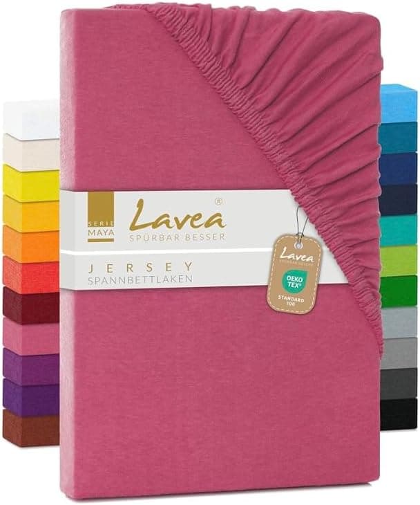 Lavea Spannbettlaken 120x200 cm – atmungsaktives Baumwoll‑Jersey, passend für Matratzen bis 20 cm (Mittelgrau)