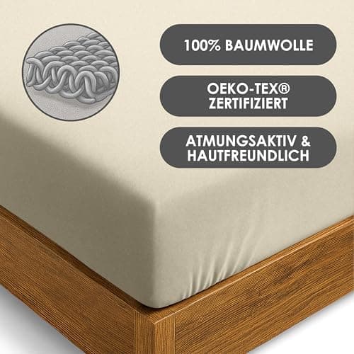 Jersey-Spannbettlaken / Spannbetttuch – 100% Baumwolle, 180x200–200x200 cm
