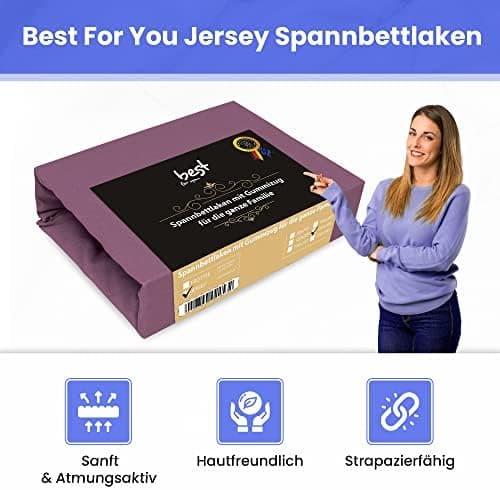Best for Kids Spannbettlaken – 100% Baumwolle Jersey, 22 Farben & 9 Größen (80×200, Pflaume)