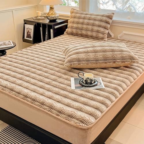 Warme Plüsch-Spannbettlaken Luxus-Flanell – 150×200 cm, passend für Matratzen 5–28 cm (Spannbettlaken + 2 Kissenbezüge)
