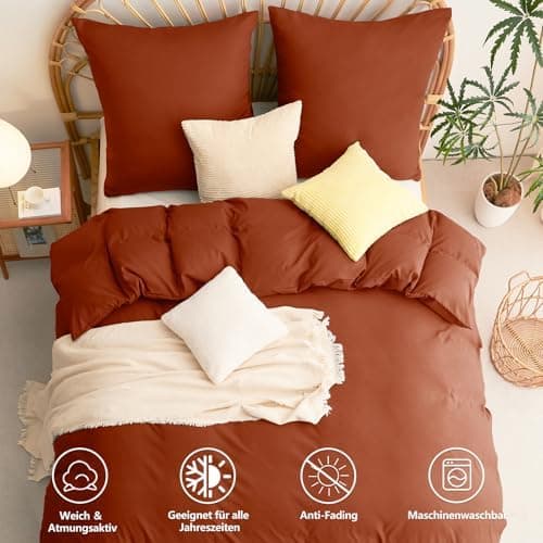 WAVVE Bettwäsche 135x200 – 4‑teiliges Mikrofaser‑Set Anthrazit (inkl. 2×80×80 cm Kissenbezüge) mit Reißverschluss, OEKO‑